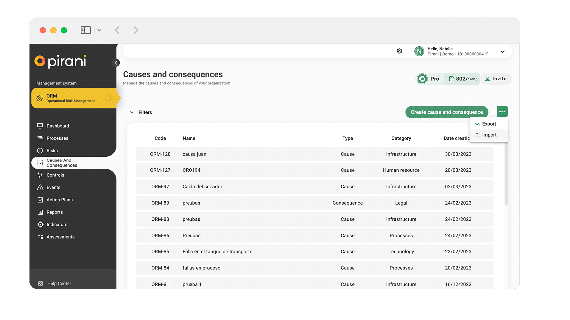 Manage causes and consequences of your risks