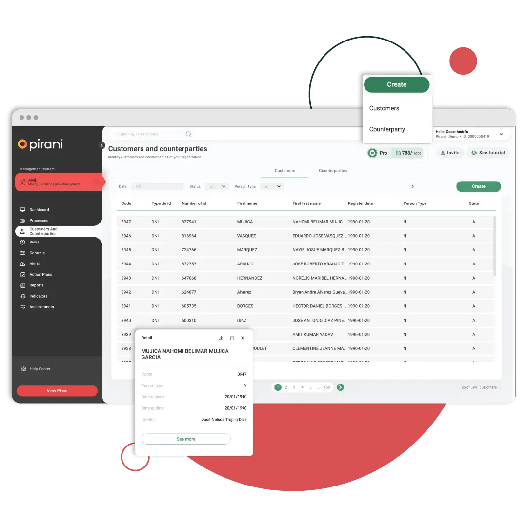 AML software Pirani Money laundering risk management
